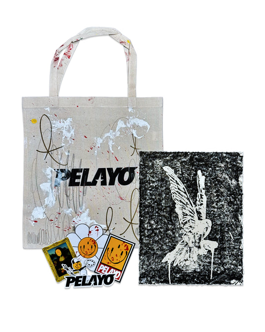 CUSTOM PELAYO TOTE + WOODBLOCK PRINT Sticker pack included